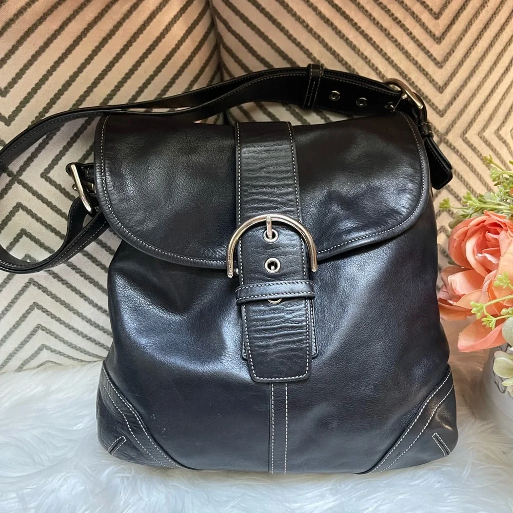 Coach Black Leather Shoulder/ Crossbody Bag - Picture 1 of 16